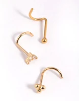 Gold Plated Surgical Steel Flower Nose Studs