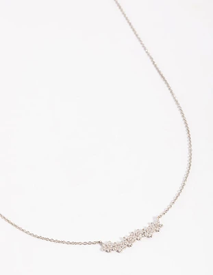 Silver Flower Cluster Crawler Necklace