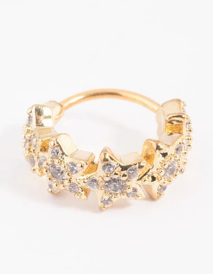 Gold Plated Surgical Steel Cubic Zirconia Star Clicker Ring