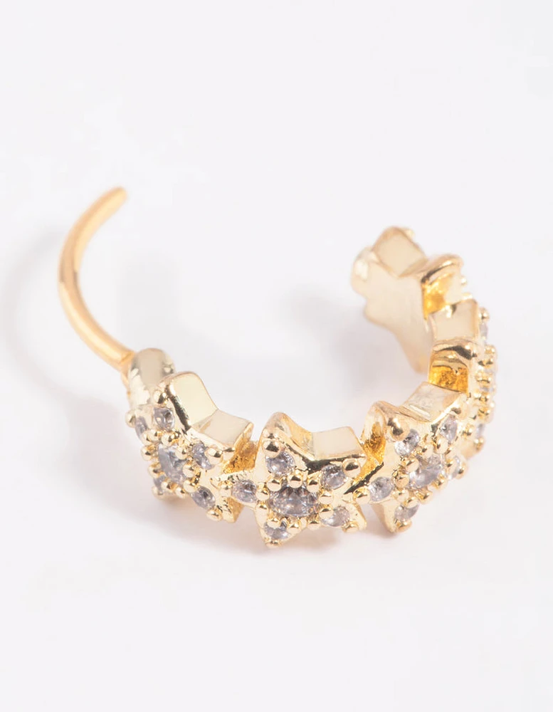 Gold Plated Surgical Steel Cubic Zirconia Star Clicker Ring