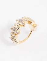 Gold Plated Surgical Steel Cubic Zirconia Star Clicker Ring