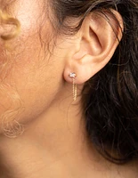 Gold Plated Sterling Silver Cubic Zirconia Chain Stud Earrings