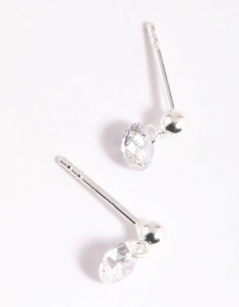 Sterling Silver Crystal Stud Earrings