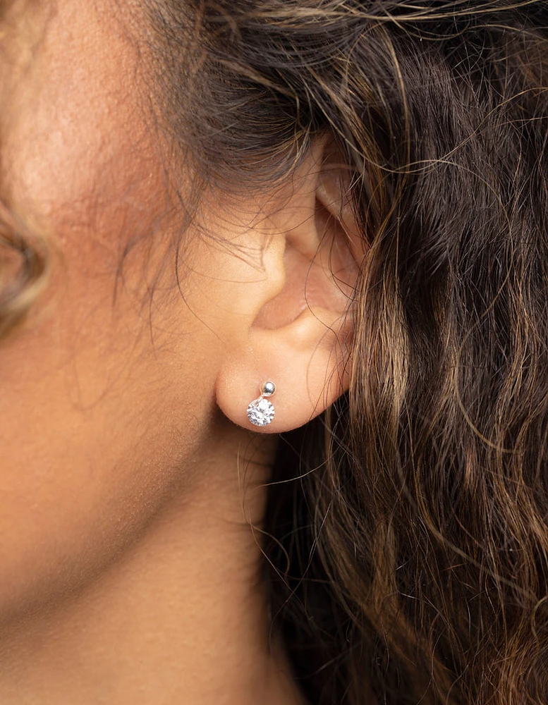 Sterling Silver Crystal Stud Earrings