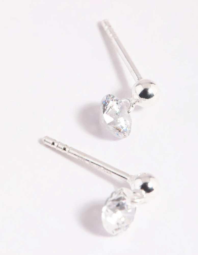 Sterling Silver Crystal Stud Earrings