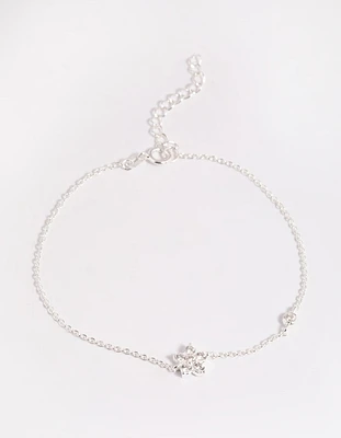 Sterling Silver Cubic Zirconia Flower Bracelet