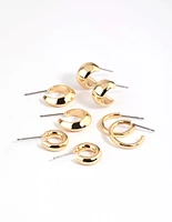 Gold Plated Mixed Hoop Earring 4-Pack