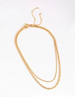 Gold Plated Twisted Snake Chain Necklace