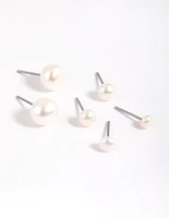 Gold Plated Ascending Pearl Earring Stack Pack