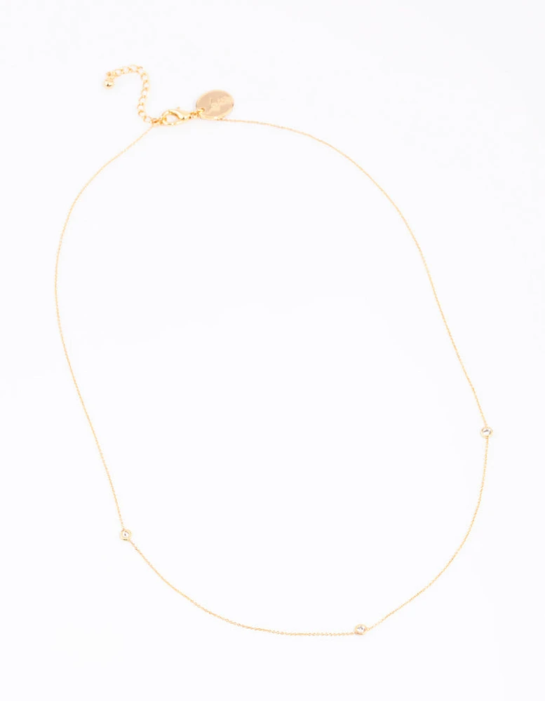 Gold Plated Cubic Zirconia Fine Necklace