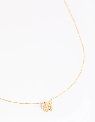 Gold Plated Pave Butterfly Necklace