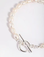 Silver Plated Pearl Fob Bracelet