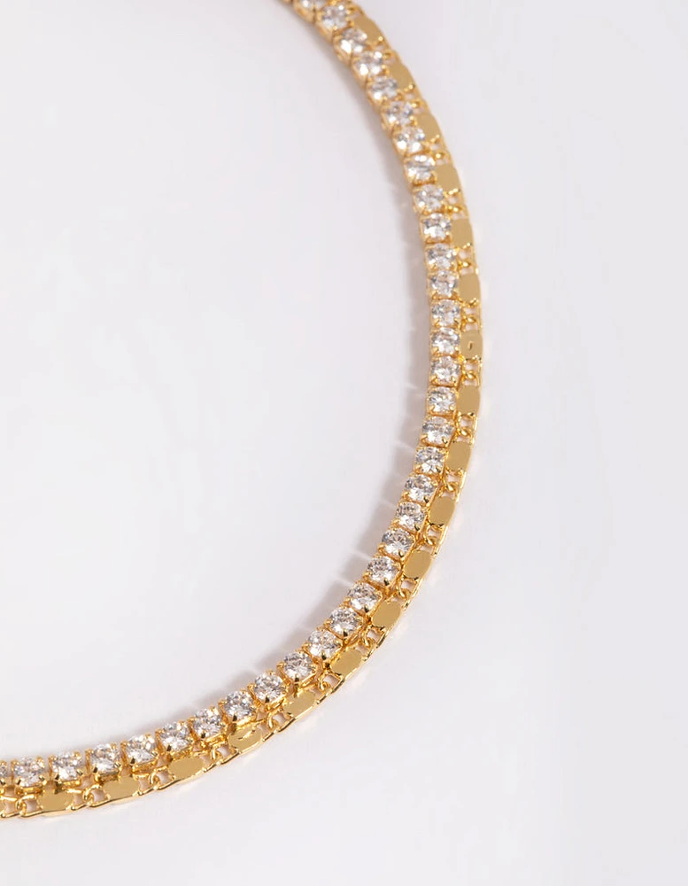 Gold Plated Cubic Zirconia Tennis Anklet