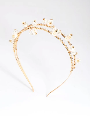 Gold Pearlised Flower Headband