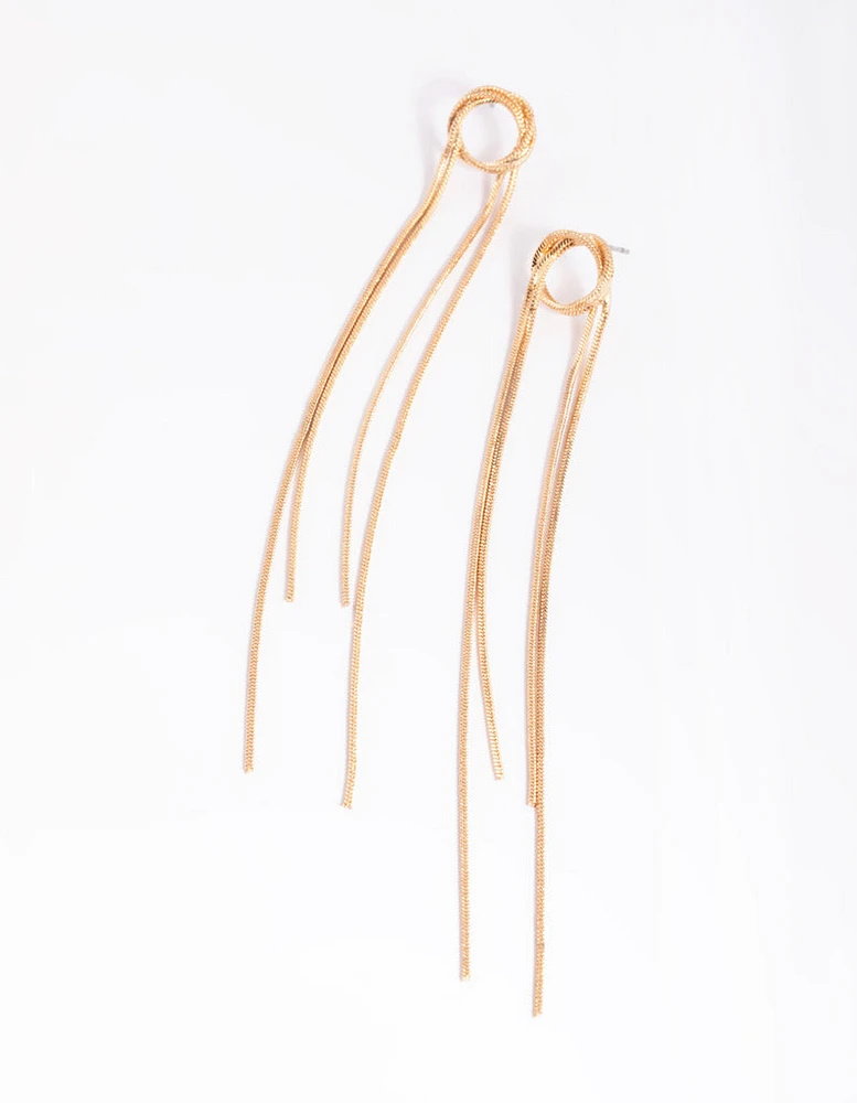 Gold Textured Loop Drop Earrings