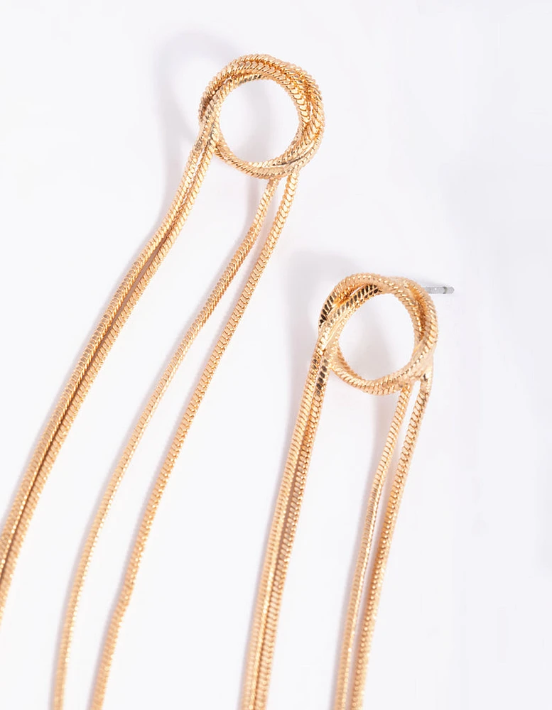 Gold Textured Loop Drop Earrings