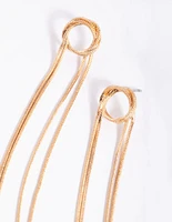 Gold Textured Loop Drop Earrings