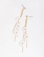 Gold Floating Flower Drop Earrings