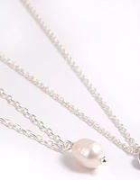 Silver Plated Freshwater Pearl & Cubic Zirconia 'Mini Me' Necklace Set