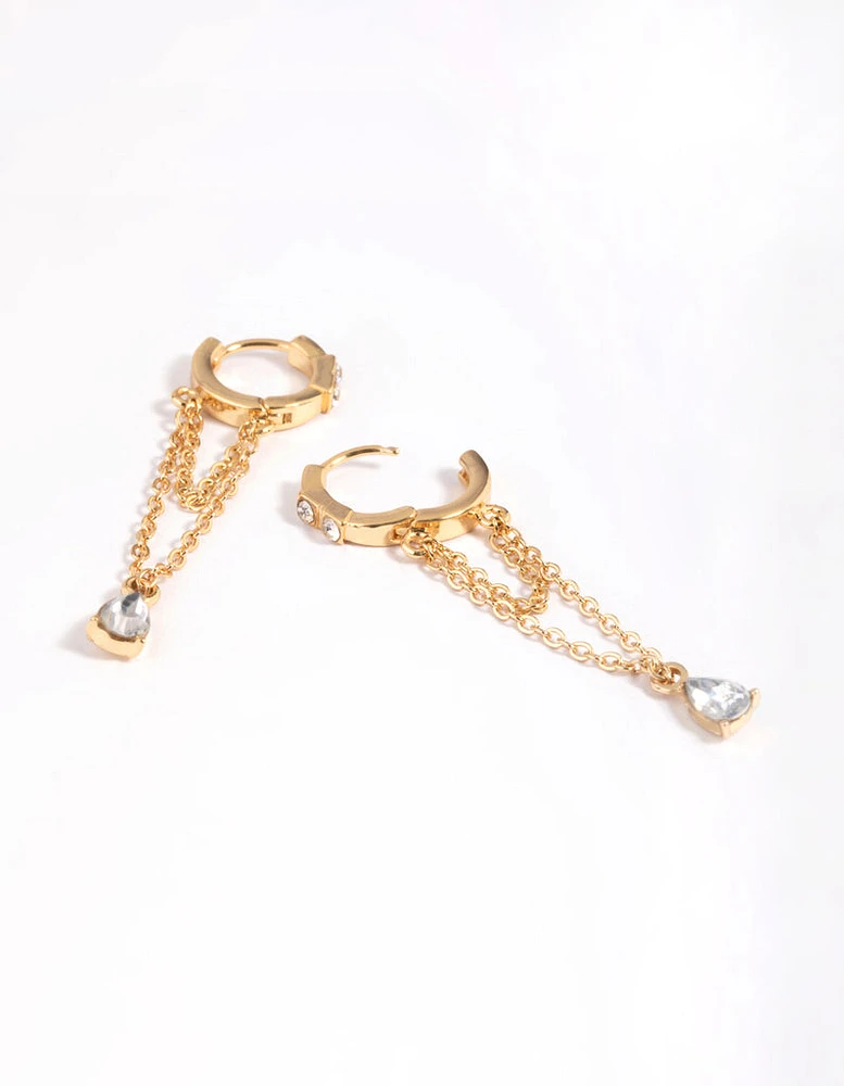 Gold Plated Diamante Huggie Hoop Earrings