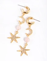 Gold Plated Semi-Precious Celestial Drop Earrings