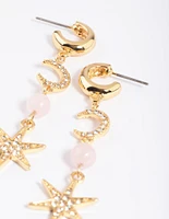 Gold Plated Semi-Precious Celestial Drop Earrings