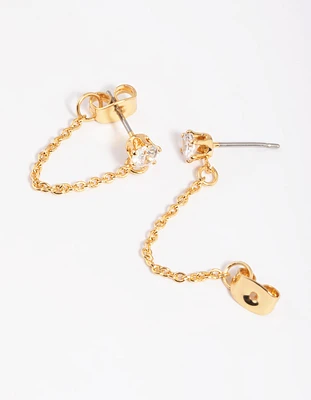 Gold Plated Cubic Zirconia Jacket Earrings