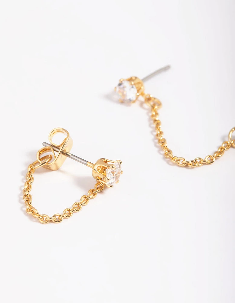 Gold Plated Cubic Zirconia Jacket Earrings