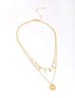 Gold Plated Freshwater Pearl Coin Necklace