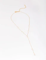 Gold Plated Freshwater Pearl Lariat Necklace