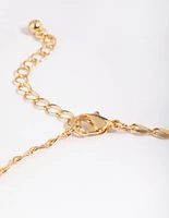 Gold Plated Diamante Leaf Anklet