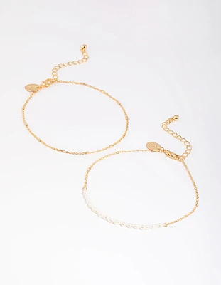 Gold Plated Freshwater Pearl Anklet