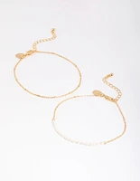 Gold Plated Freshwater Pearl Anklet