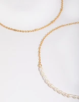 Gold Plated Freshwater Pearl Anklet