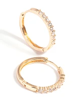 Gold Cubic Zirconia Huggie Hoop Earrings