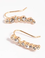 Gold Diamante Curved Crawler Jacket Earrings