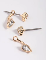 Gold Diamante Jacket Earrings