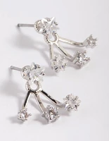 Rhodium Cubic Zirconia Star Jacket Earrings