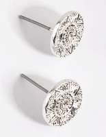 Antique Silver Etched Stud Earrings