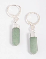 Green Flurite Shard Huggie Hoop Earrings