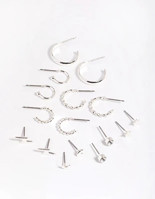 Silver Celestial Stud & Hoop Earring 8-Pack