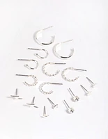 Silver Celestial Stud & Hoop Earring 8-Pack