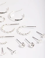 Silver Celestial Stud & Hoop Earring 8-Pack