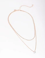 Rose Gold Diamante Layered Necklace