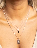 Rose Gold Moon Layered Necklace