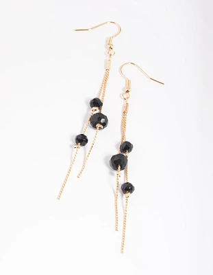 Black Facet Chain Drop Earrings