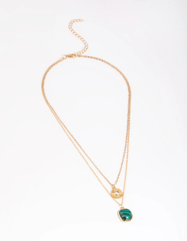 Gold Disc Layered Necklace