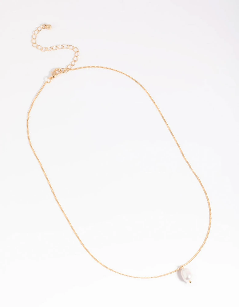 Gold Freshwater Pearl Necklace