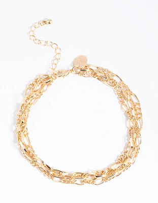 Gold Triple Chain Anklet