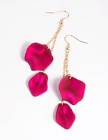 Fuchsia Chain & Petal Drop Earrings